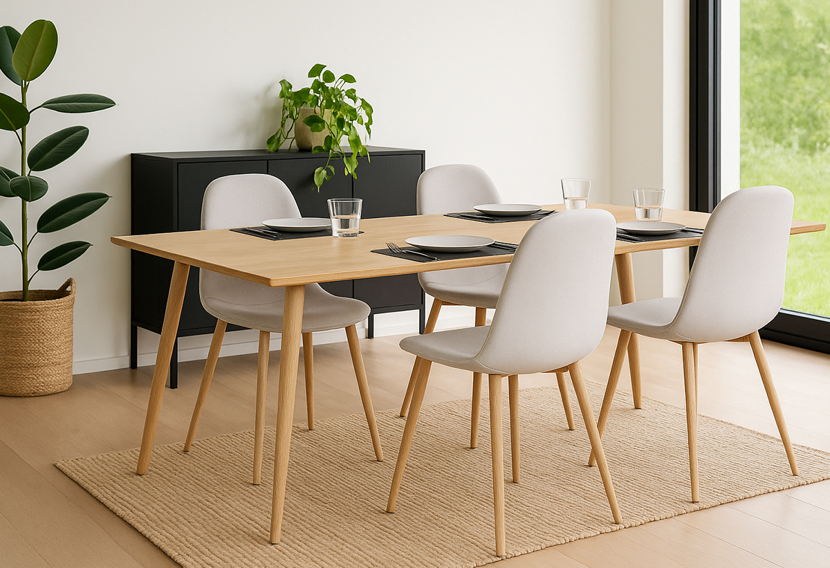 Παρουσιάζεται η καρέκλα σε μια τραπεζαρία.